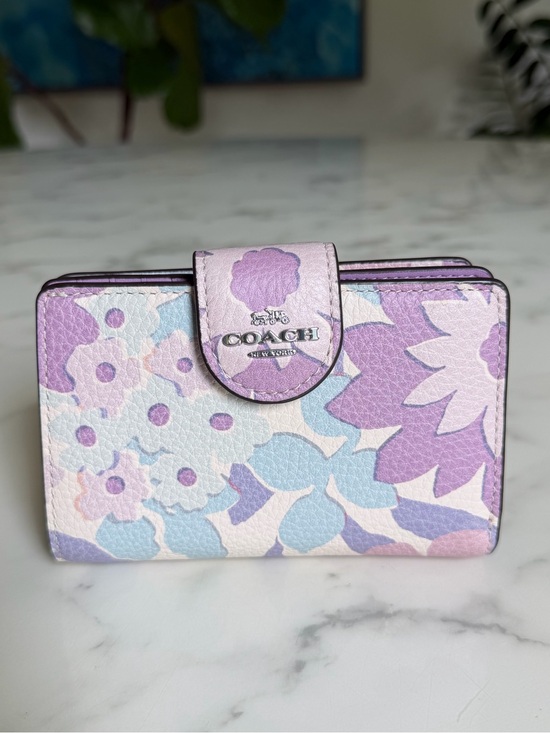 Coach Handbags - COACH Medium Corner Zip Wallet With Floral Print Ivory Purple Pink Multi CBO31